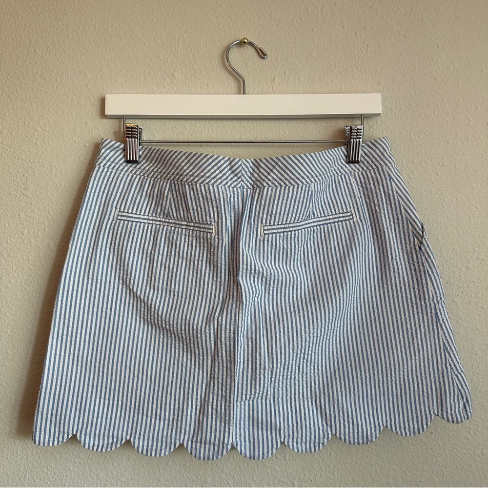 Lilly Pulitzer Blue & White Seersucker Skort with Sequin Jellyfish | Size 6 - Picture 3 of 7